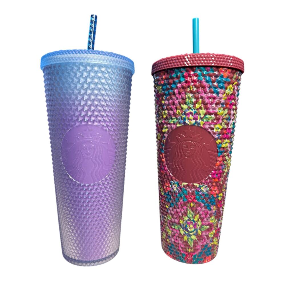 Starbucks Bundle New With Tags Floral Bling and Bluebird Ombre Cold Cups